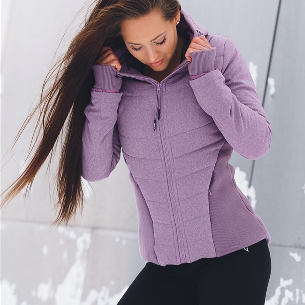 Gymshark Purple Wash Fitted Puffer Jacket XS